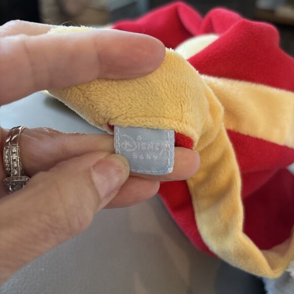 Disney Baby Winnie the Pooh Blanket Plush Red Yellow Gold 14" x 14" 2009 Classic - Picture 4 of 4